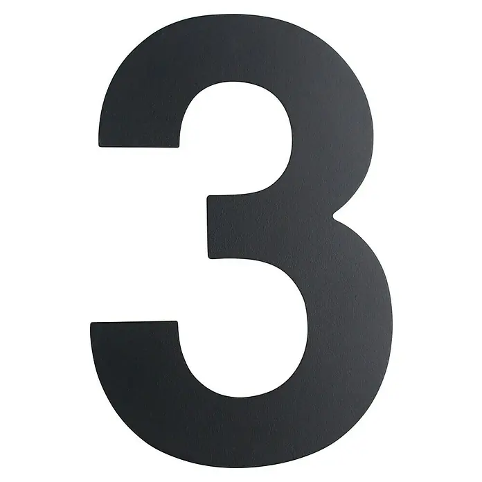 Portaferm Hausnummer - B x H: 13,4 x 20 cm, Stahl, Motiv: 3 - Schwarze Hausnummer 3.