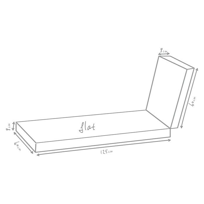 Outbag Liegenauflage Flat PlusStone Grey, 100 % Polyester, Länge: 185 cm Sketch