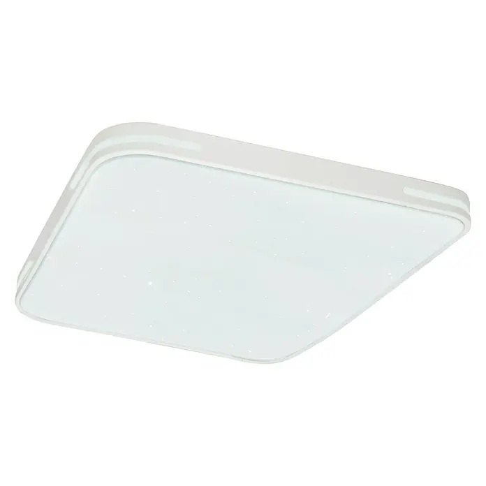 Lavida LED-Deckenleuchte Optimum Square Spark - 55 W, L x B x H: 52 x 52 x 6,2 cm, Weiß - Weiße quadratische Deckenleuchte mit abgerundeten Ecken und einer leicht strukturierten Oberfläche für eine moderne Raumbeleuchtung.