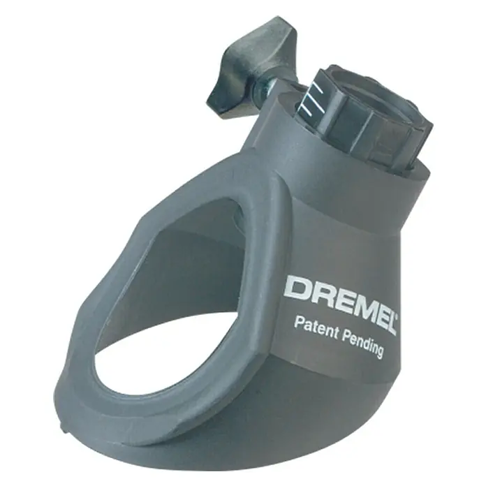 Dremel Fräsvorsatz Mod. 568 - Passend für: Dremel Multifunktionsgeräte, 2 -tlg. - Detailaufnahme eines Dremel Vorsatzgeräts, einem Werkzeugaufsatz für präzise Arbeiten, mit einstellbarer Funktion und ergonomischem Design.