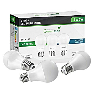 Green Tech Set LED žarulja (6 W, 600 lm, Hladna bijela, 3 Kom.)