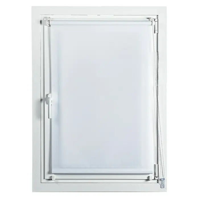 Estor enrollable Clip&Fix - An x Al: 45 x 180 cm, Blanco nieve - Ventana con estor enrollable blanco, que proporciona privacidad y filtra suavemente la luz. Tratamiento ideal para un hogar luminoso y acogedor.