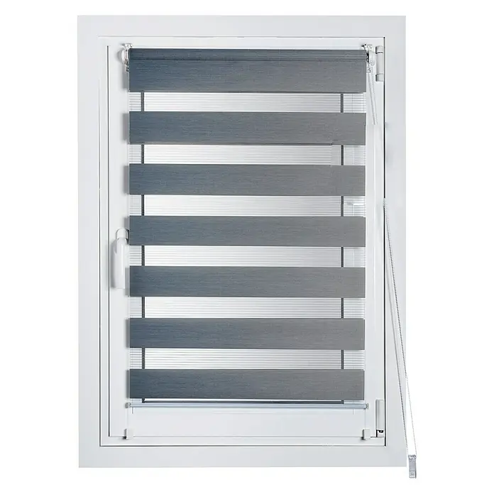 Estor noche y día Clip&Fix - An x Al: 45 x 180 cm, Plateado - Ventana moderna con persianas enrollables dobles grises para un control de luz flexible y privacidad. Ideal para cualquier hogar.