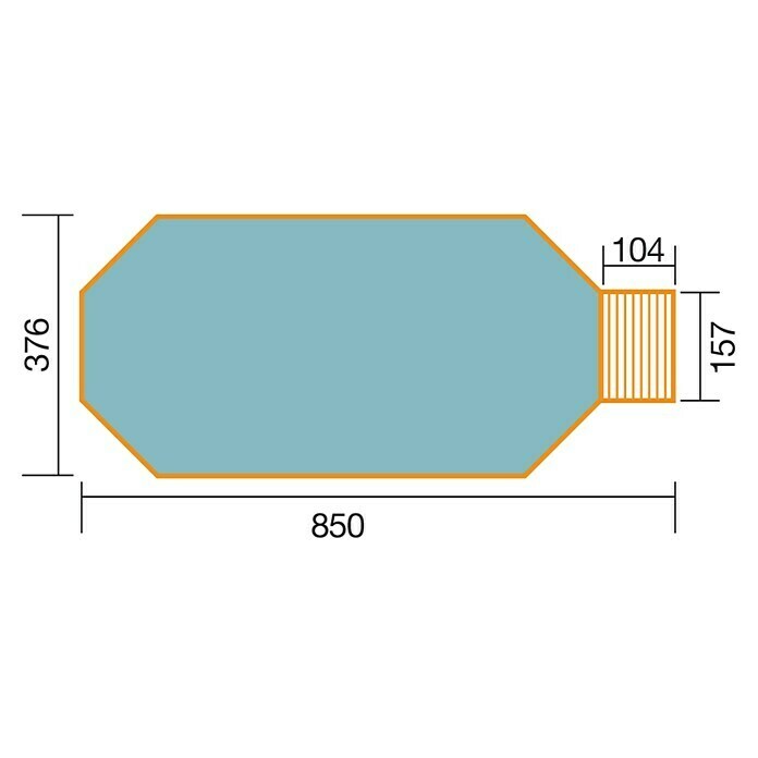 Weka Massivholzpool TeneriffaL x B x H: 850 x 376 x 116 cm, 25,6 m³ Sketch