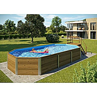 Weka Holz-Pool Teneriffa (L x B x H: 850 x 376 x 116 cm, Braun, 25.600 l)