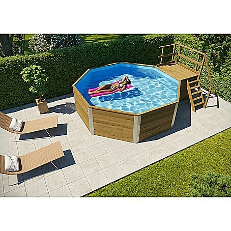 Weka Holz-Pool La Palma (L x B x H: 376 x 476 x 116 cm, Braun, 11 400 l)