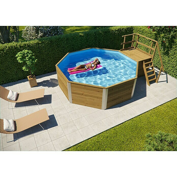 Weka Massivholzpool La PalmaL x B x H: 376 x 476 x 116 cm, 11,4 m³ Use Shot