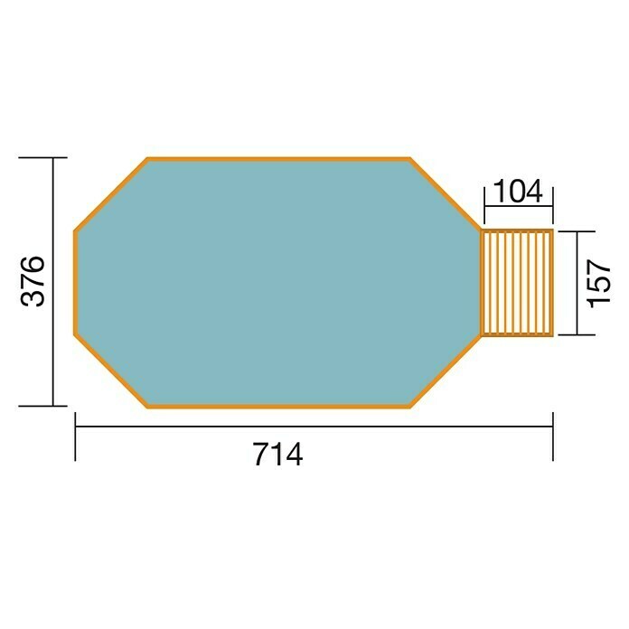 Weka Massivholzpool FuerteventuraL x B x H: 714 x 376 x 116 cm, 20,4 m³ Sketch