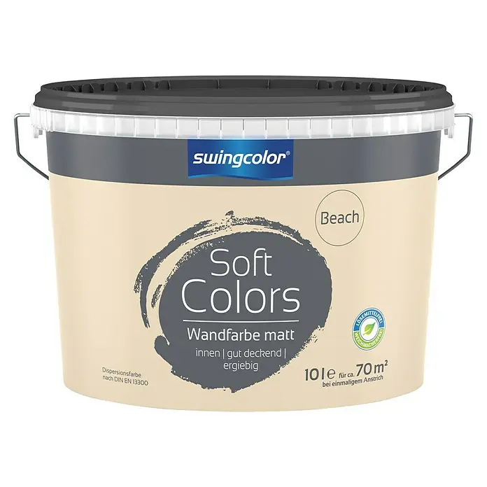 swingcolor Soft Colors Wandfarbe - Beach, Matt, 10 l - Dose Soft Colors Wandfarbe matt "Beach" für Innenräume, gut deckend und ergiebig, 10 Liter für ca. 70 m².