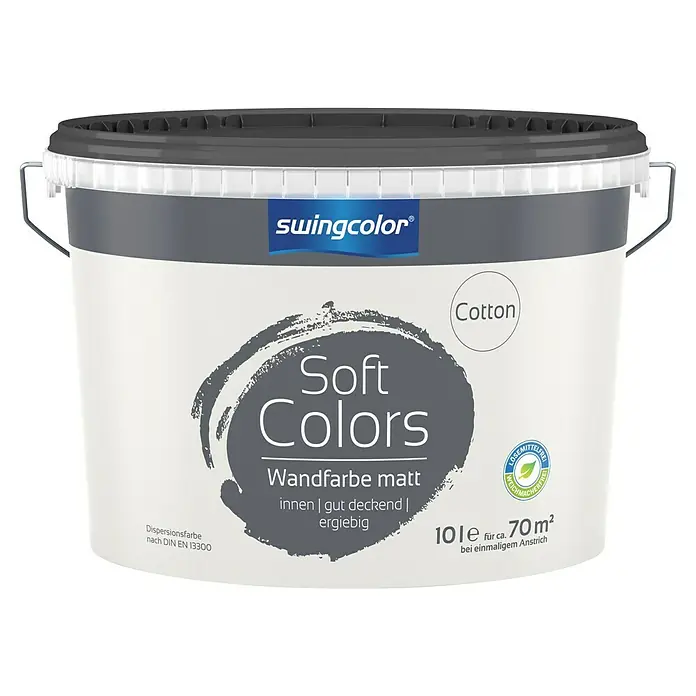 swingcolor Soft Colors Wandfarbe - Cotton, Matt, 10 l - Farbeimer "Soft Colors Cotton" von Swingcolor. Die matte Wandfarbe für Innenräume deckt gut und ist ergiebig für ca. 70 m².