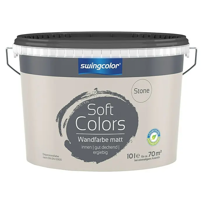 swingcolor Soft Colors Wandfarbe - Stone, Matt, 10 l - Ein Eimer Soft Colors Wandfarbe in Matt, Farbton Stone, von Swingcolor, ideal für Innenräume, mit guter Deckkraft und ergiebig.