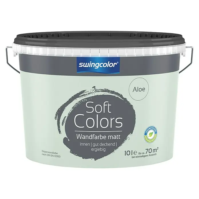 swingcolor Soft Colors Wandfarbe - Aloe, Matt, 10 l - Farbdose "Soft Colors Aloe" von Swingcolor, matte Wandfarbe für Innenräume, hohe Deckkraft, ergiebig für ca. 70 m².