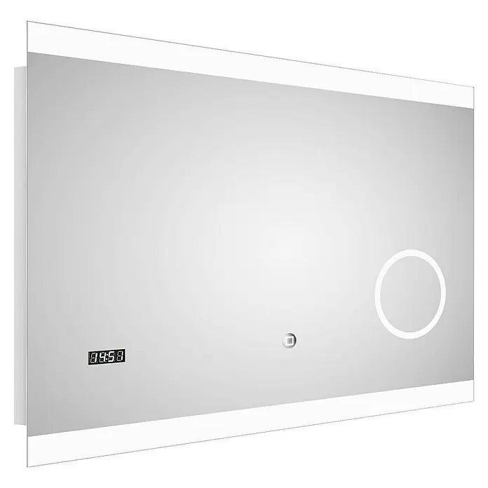 DSK Lichtspiegel Silver Shine 2.0 - 80 x 60 cm - Ein moderner LED-beleuchteter Badezimmerspiegel mit Digitalanzeige und Touch-Sensor, ideal für stilvolle Badezimmer.