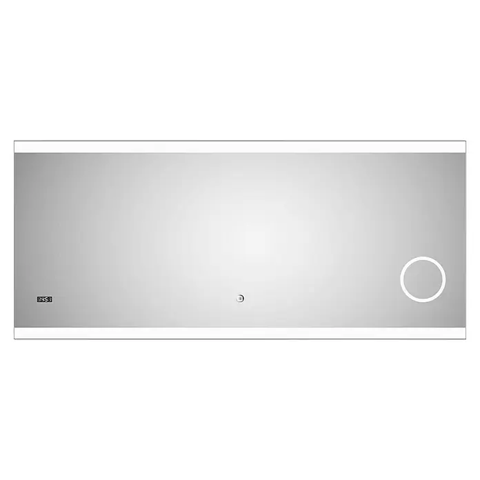 DSK Lichtspiegel Silver Shine 2.0 - 160 x 70 cm - Ein rechteckiger Badezimmerspiegel mit LED-Beleuchtung, digitaler Uhr und Touch-Schalter für moderne Badezimmergestaltung.