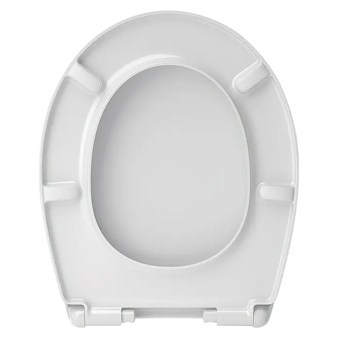 Poseidon WC-Sitz Playa - Duroplast, Beige/Braun, Mit Absenkautomatik - Nahaufnahme eines weißen Toilettensitzes, der ein schlichtes und sauberes Design für moderne Badezimmerästhetik zeigt.
