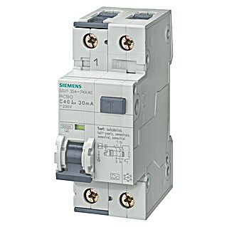 Siemens FI- & Leitungsschutzschalter (Auslösecharakteristik: C, Bemessungsfehlerstrom: 30 mA, 16 A, 1-polig + Nullleiter)