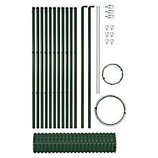 Hadra Maschendrahtzaun-Set (25 x 0,8 m, Drahtstärke: 2,8 mm, Grün, Beschichtet)