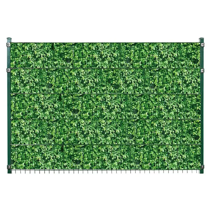 Sichtschutzstreifen - 2.050 x 19 cm, PVC - Ein grüner Sichtschutz aus Drahtgeflecht mit künstlichen Blättern bietet Privatsphäre und eine natürliche Optik für Ihren Garten.