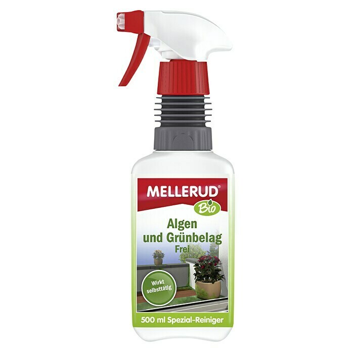 Mellerud Bio Spezialreiniger Algen und Grünbelag Frei500 ml, Rechteckflasche mit kindergesicherter Sprühpistole Front View