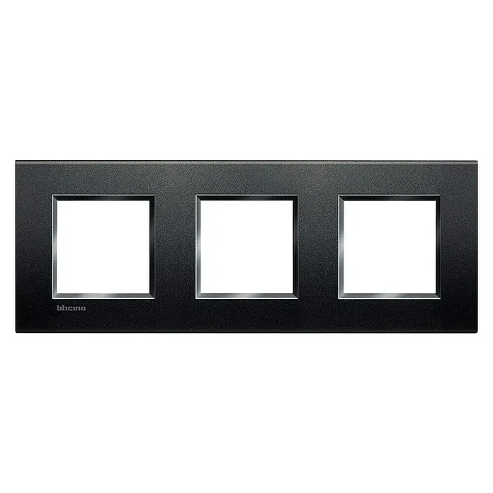 Bticino Living Light Marco 2 módulos - Antracita, Modelo de mecanismos: x 3, Plástico, Colocar - Marco negro Bticino para tres módulos, diseño elegante para interruptores y enchufes.