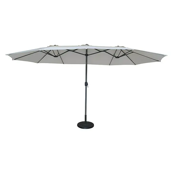 Parasol de jardín doble Olbia - Crudo, 270 x 460 cm, Aluminio - Amplia sombrilla doble blanca para patio con un poste central y una base resistente, perfecta para relajarse al aire libre.