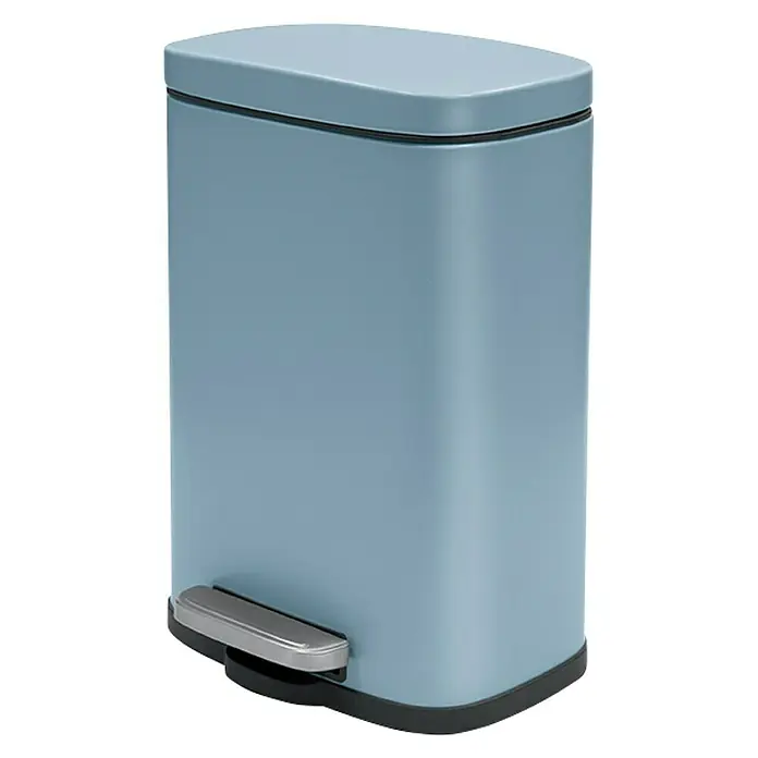 Spirella Cubo con pedal Akira - 5 l, Acero inoxidable, Azul - Cubo de basura azul con pedal y tapa rectangular para la eliminación higiénica de residuos en el baño o la cocina.