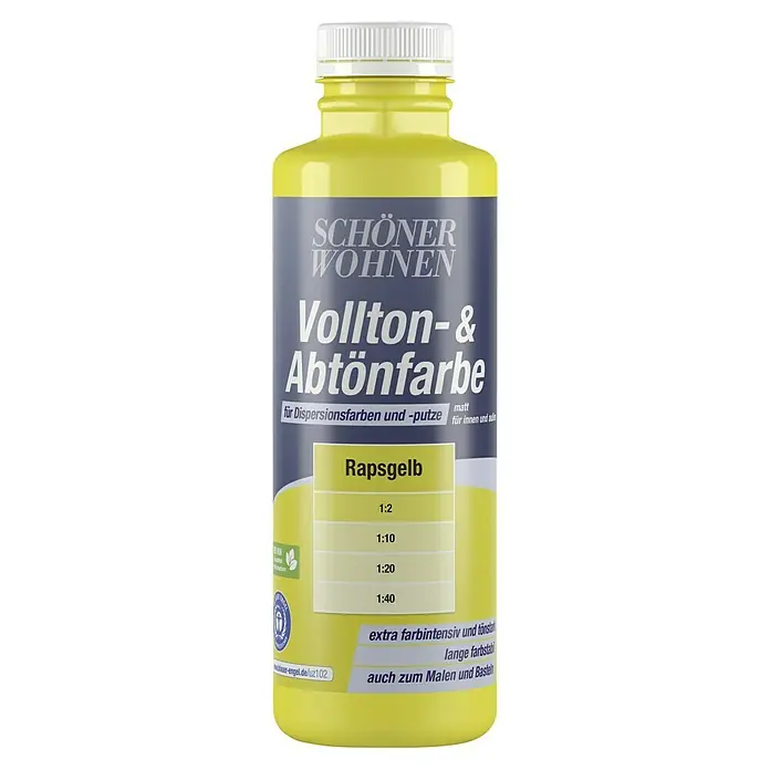 SCHÖNER WOHNEN-Farbe Vollton- & Abtönfarbe - Rapsgelb, Matt, 500 ml - Gelbe Schönere Wohnen Vollton- & Abtönfarbe, ideal zum Mischen, Malen und Basteln für lebendige und langanhaltende Farben.
