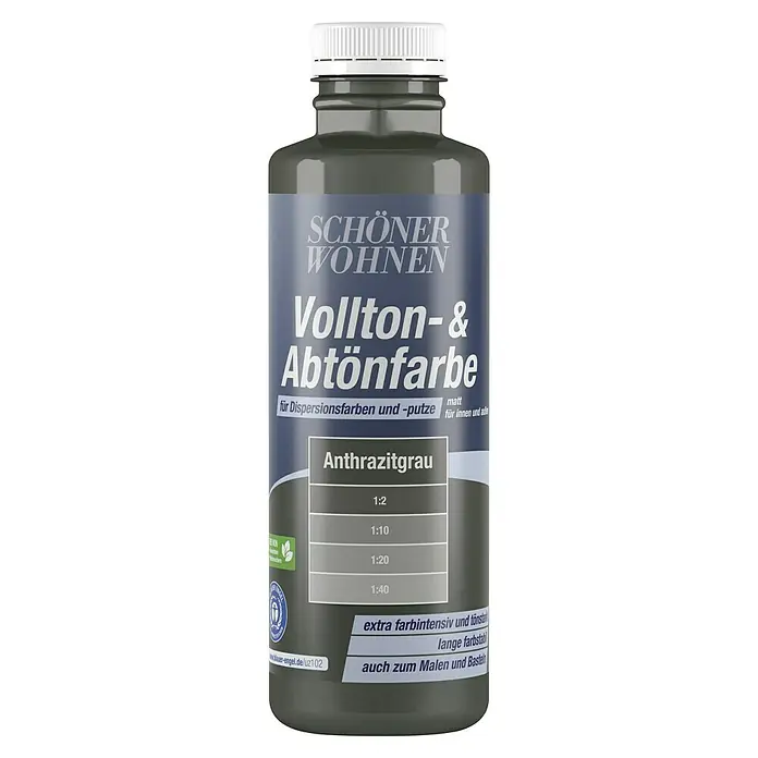 SCHÖNER WOHNEN-Farbe Vollton- & Abtönfarbe - Anthrazitgrau, Matt, 500 ml - Eine Flasche Schöner Wohnen Vollton- & Abtönfarbe in Anthrazitgrau, ideal zum Malen und Basteln.