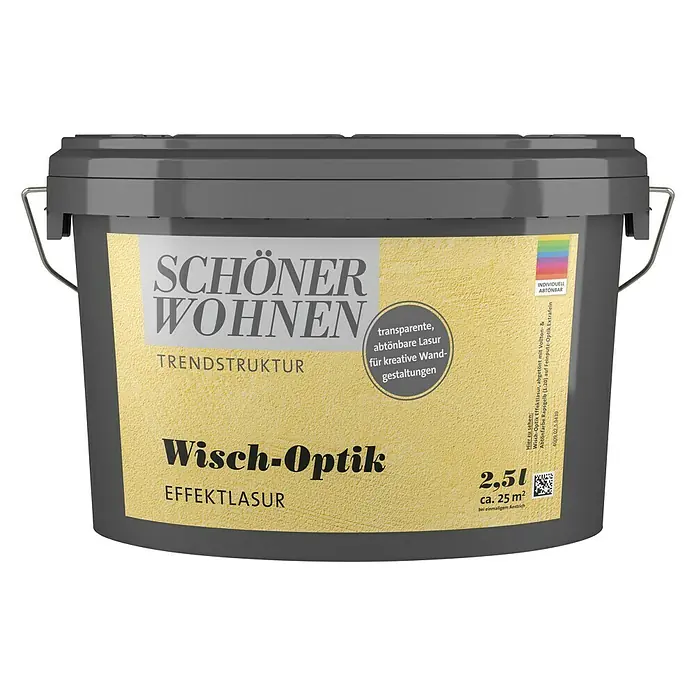 SCHÖNER WOHNEN-Farbe Trendstruktur Farbeffektputz Wisch-Optik Effektlasur - Transparent, Matt, 2,5 l - Bild eines Eimers Schöner Wohnen Wisch-Optik Effektlasur.
