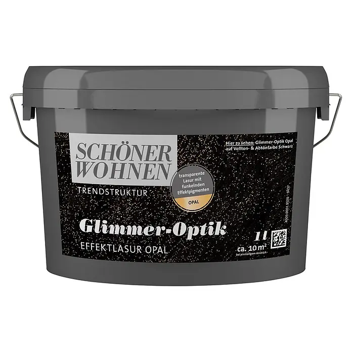 SCHÖNER WOHNEN-Farbe Trendstruktur Dekoputz-Set Glimmer-Optik - 2 -tlg., Opal - Ein grauer Eimer Schöner Wohnen Glimmer-Optik Effektlasur Opal. Für glitzernde Akzente auf Wänden, ca. 10 m² Reichweite.