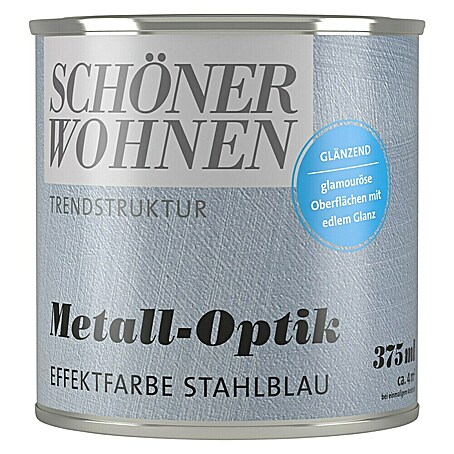 SCHÖNER WOHNEN-Farbe Trendstruktur Farbeffektputz Metall-Optik Effektfarbe (Stahlblau, Glänzend, 375 ml)