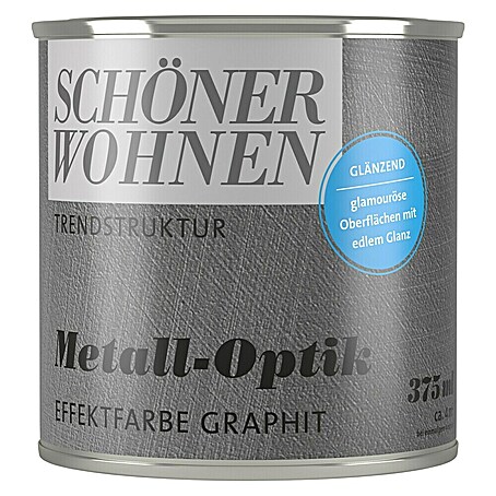 SCHÖNER WOHNEN-Farbe Trendstruktur Farbeffektputz Metall-Optik Effektfarbe (Graphit, Glänzend, 375 ml)