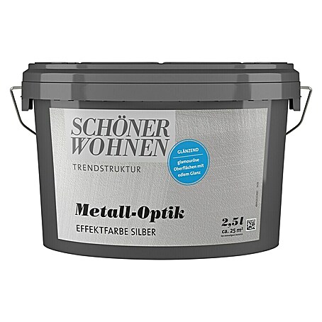 SCHÖNER WOHNEN-Farbe Trendstruktur Farbeffektputz Metall-Optik Effektfarbe (Silber, 2,5 l)