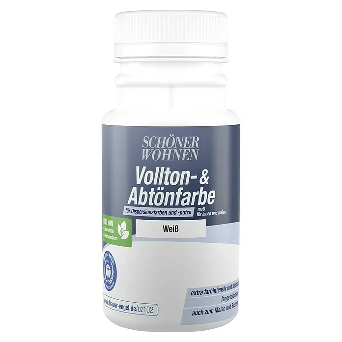 SCHÖNER WOHNEN-Farbe Vollton- & Abtönfarbe - Weiß, Matt, 125 ml - Dose Schönen Wohnen Vollton- & Abtönfarbe, Weiß, matt für Dispersionsfarben und Putze, geeignet für innen und außen.