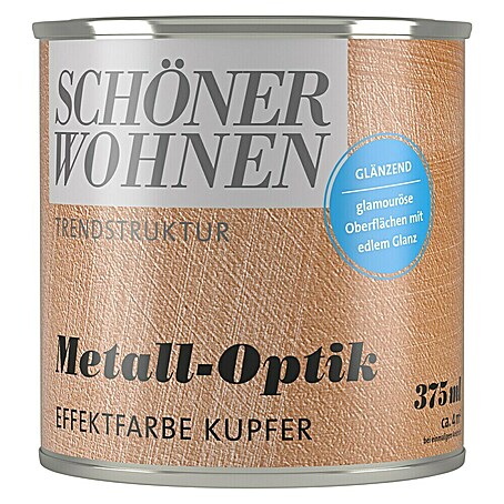 SCHÖNER WOHNEN-Farbe Trendstruktur Farbeffektputz Metall-Optik Effektfarbe (Kupfer, Glänzend, 375 ml)