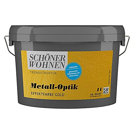 SCHÖNER WOHNEN-Farbe Trendstruktur Farbeffektputz Metall-Optik Effektfarbe (Gold, 1 l)