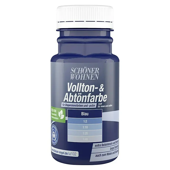 SCHÖNER WOHNEN-Farbe Vollton- & Abtönfarbe - Blau, Matt, 125 ml - Flasche Schönen Wohnen Vollton- & Abtönfarbe in Blau, zur individuellen Farbgestaltung von Dispersionsfarben und Putzen.