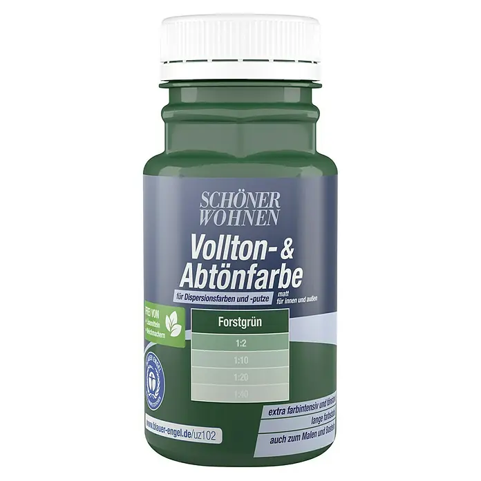 SCHÖNER WOHNEN-Farbe Vollton- & Abtönfarbe - Forstgrün, Matt, 125 ml - Farbtiegel "Schöner Wohnen Vollton- & Abtönfarbe Forstgrün" für Dispersionsfarben, matt für Innen- und Außenbereich.