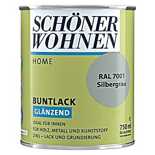 SCHÖNER WOHNEN-Farbe Home Buntlack (Silbergrau, Glänzend, 750 ml, Wasserbasiert)