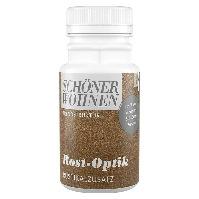 SCHÖNER WOHNEN-Farbe Trendstruktur Dekoputz-Set Rost-Optik - 6 -tlg. - Produktbild einer Dose "Schöner Wohnen Rost-Optik" mit rustikalem Design für moderne Wohnraumgestaltung.