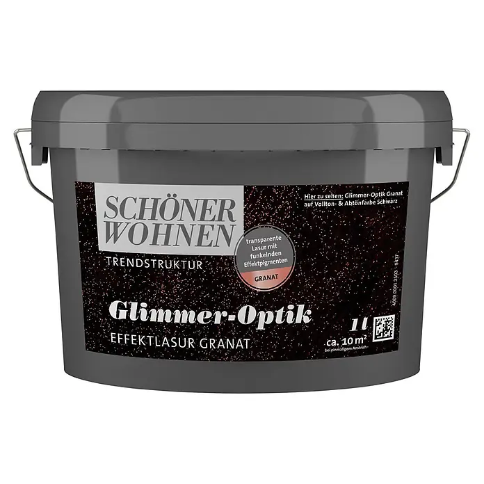 SCHÖNER WOHNEN-Farbe Trendstruktur Dekoputz-Set Glimmer-Optik - 2 -tlg., Granat - Schöner Wohnen Glimmer-Optik Effektlasur Granat, eine transparente Lasur mit funkelnden Effektpigmenten für trendige Wandgestaltung.