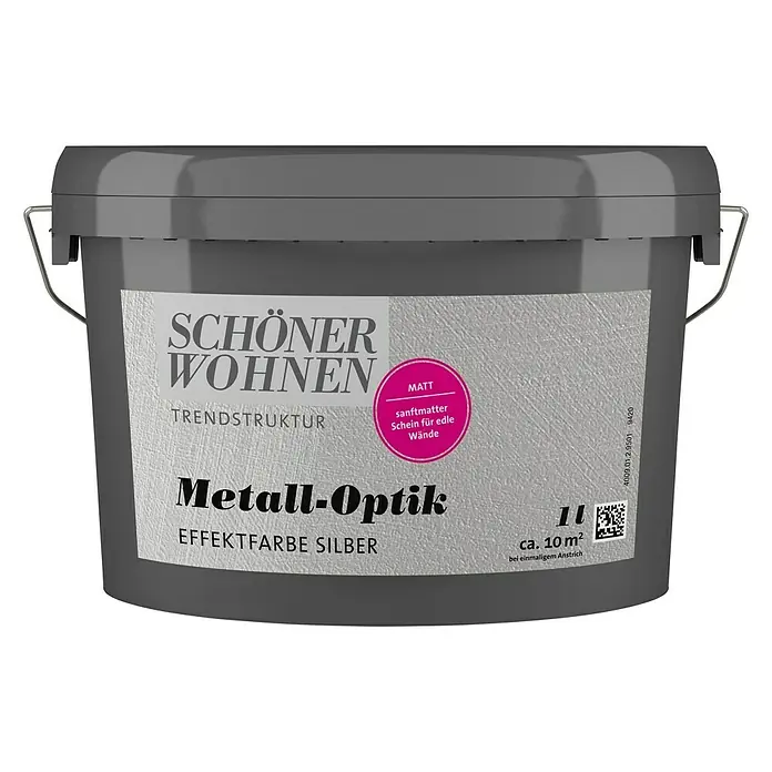 SCHÖNER WOHNEN-Farbe Trendstruktur Farbeffektputz Metall-Optik Effektfarbe - Mattsilber, Matt, 1 l - Metallic-Effektfarbe Silber von Schöner Wohnen.
