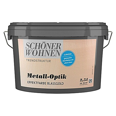 SCHÖNER WOHNEN-Farbe Trendstruktur Farbeffektputz Metall-Optik Effektfarbe (Blassgold, Glänzend, 2,5 l)