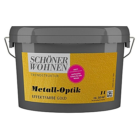 SCHÖNER WOHNEN-Farbe Trendstruktur Farbeffektputz Metall-Optik Effektfarbe (Mattgold, Matt, 1 l)
