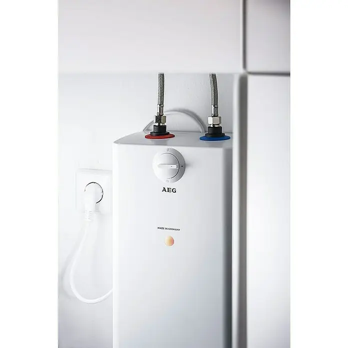 AEG Termo eléctrico U5 - 5 l, 2.000 W, Rango de temperaturas: 30 °C - 85 °C, Montaje bajo mesa - Este calentador de agua AEG, con su diseño minimalista y la calidad "Made in Germany", promete eficiencia y fiabilidad.