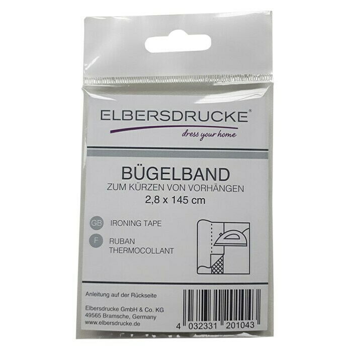 Elbersdrucke Bügelband145 x 2,8 cm, Transparent Front View