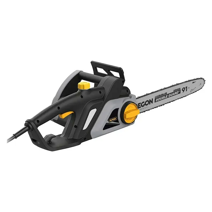Alpina Elektro-Kettensäge ACS 200 ET - 2.000 W, Schwertlänge: 40 cm - Abbildung einer Alpina Kettensäge, ein Werkzeug zum Schneiden von Holz. Es ist für den professionellen und privaten Gebrauch konzipiert.