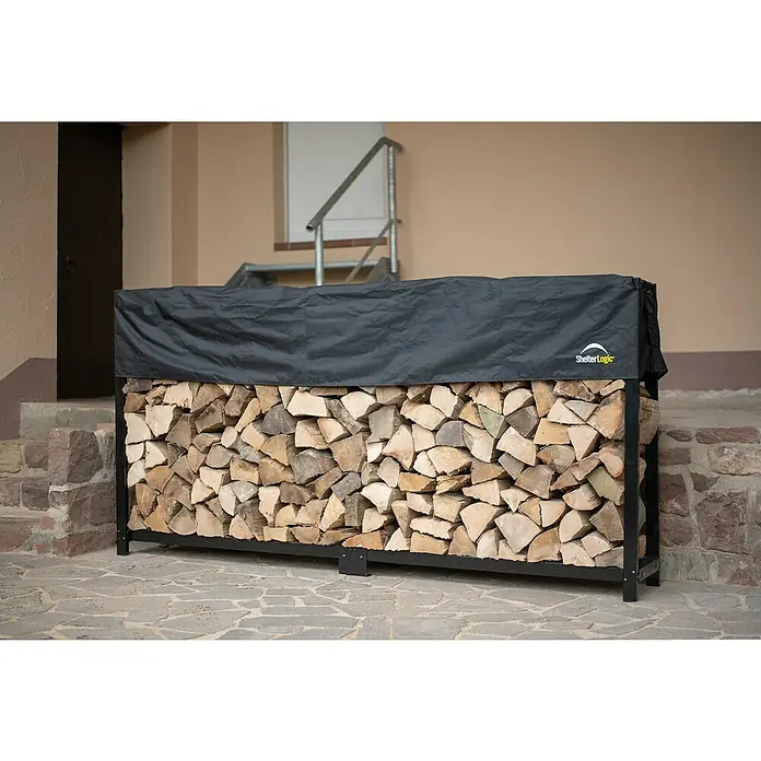 ShelterLogic Kaminholzregal - 238,3 x 36,3 x 119 cm, Stahl, Schwarz - Brennholzregal mit Abdeckung von ShelterLogic, hält das Holz trocken und ordentlich gestapelt. Ideal für den Außenbereich, schützt vor Witterungseinflüssen.