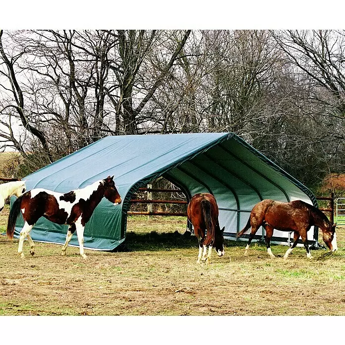 ShelterLogic Garage - Außenmaß inkl. Dachüberstand (B x T): 670 x 610 cm, Kunststoff, Grün - Stimmungsaufnahme