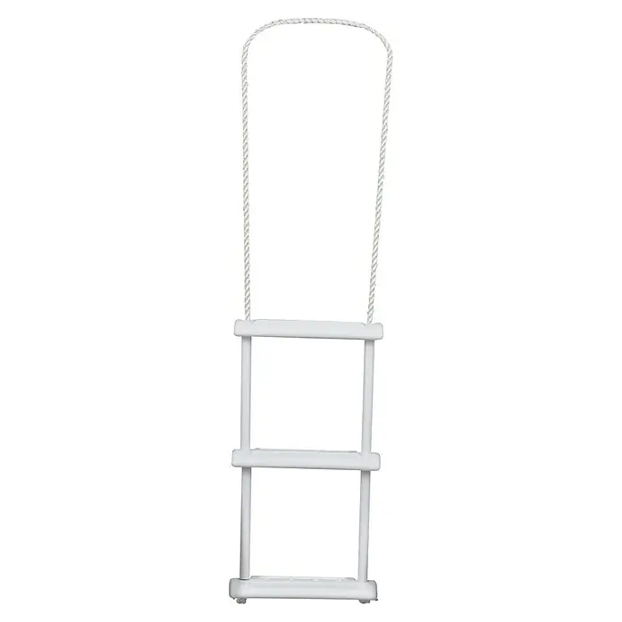 Talamex Badeleiter - 115 x 29 mm, Anzahl Stufen: 3 Stk., Nylon - Weiße Strickleiter mit drei Sprossen und einer Schlaufe zum Aufhängen, ideal für Notfälle oder als Spielgerät.
